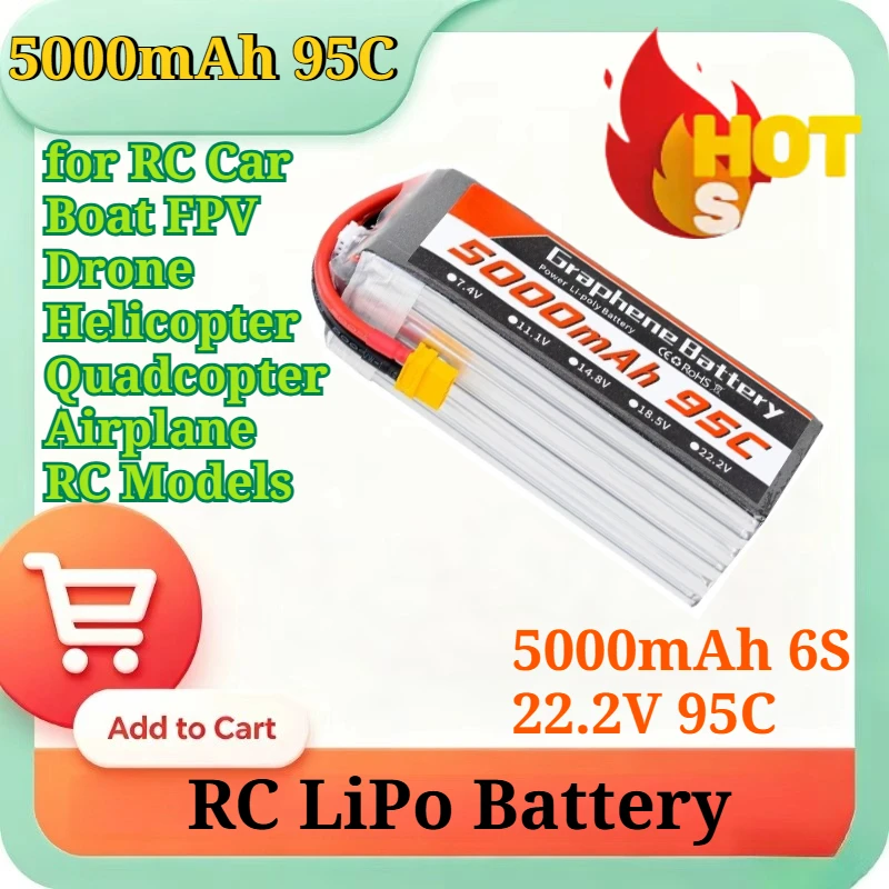 Graphene Lipo Battery 5000mAh  - 6S Lipo Battery 22.2V 5000Mah review and price
